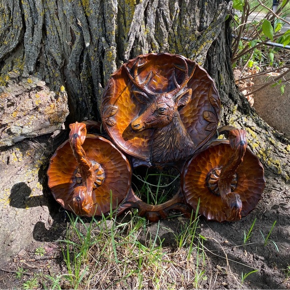 Vintage Deer Stag wall hanging coat hanger - Picture 3 of 4